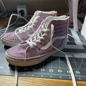 Vans Kids Sneakers in Glittery Pink and White